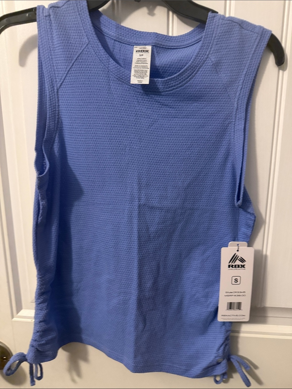 RBX Women's Light Blue Waffle Knit Tank with Side Ties